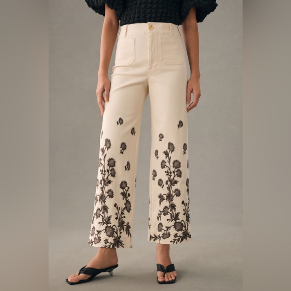 Colette Embroidered Crop Wide-Leg Jean - Picture 3 of 6